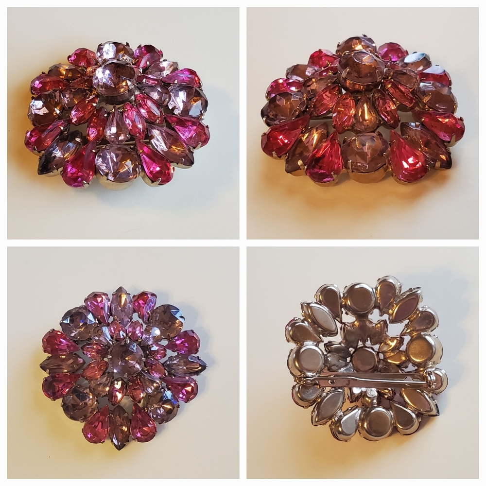 Vintage Rhinestone Brooch Earring Set - Picture 12 of 17